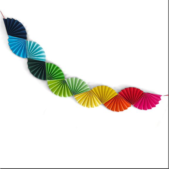 Rainbow Paper Fan Garland, Multicolor, Party Banner Decoration, Hanging Bunting