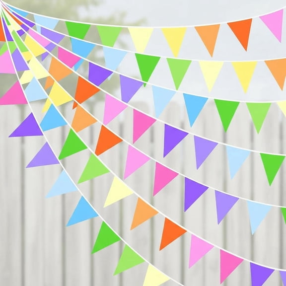 Rainbow Party Decorations Kit Colorful Fabric Triangle Pennant Banner Flag Cotton Bunting Garland for Birthday Wedding Bridal Shower Bachelorette Engagement Festivals Carnival Supplies