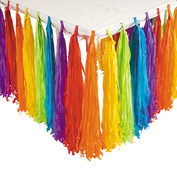 Rainbow Party Fringe Table Skirt - Party Supplies - 1 Piece