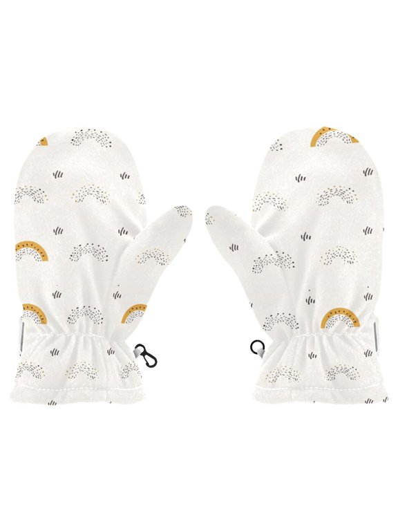 Rainbow Pattern Cold Weather Mittens Cozy Gloves with Adjustable Fit Perfect for Outdoor Fun