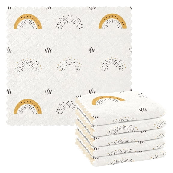 Rainbow Pattern Dish Towels 6 Pack Kitchen Cleaning Dish Cloths Absorbent Reuseable Cleaning Cloths 11'' x 11''
