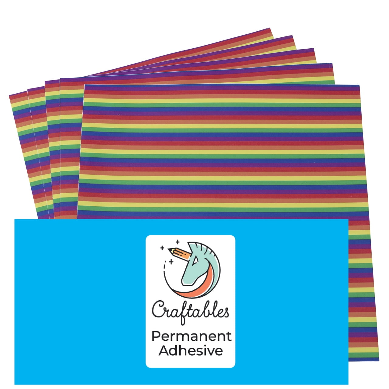 Rainbow Pattern Self Adhesive Craft Vinyl Printed Sheets for Cricut