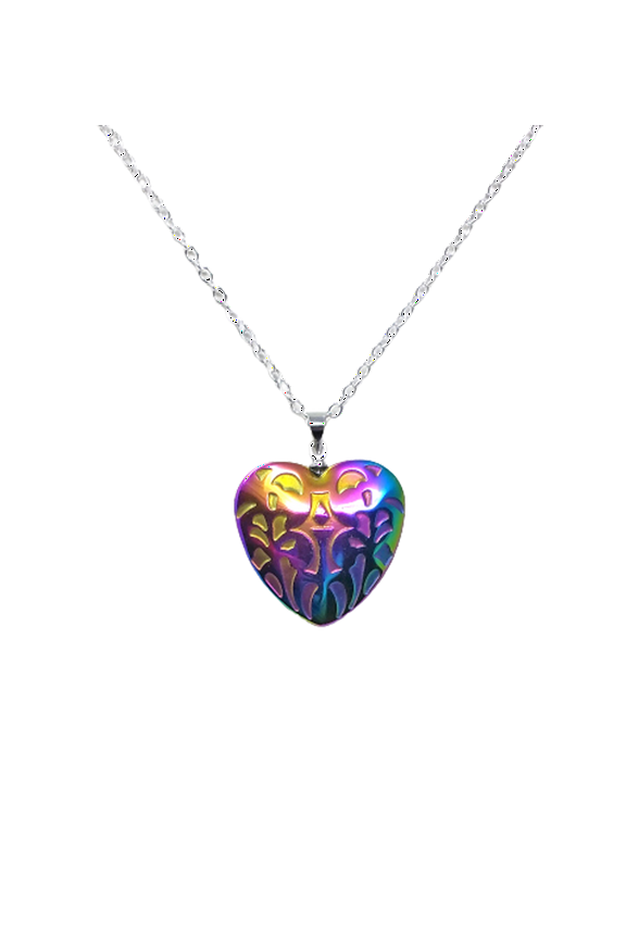 Rainbow Patterned Heart Necklace
