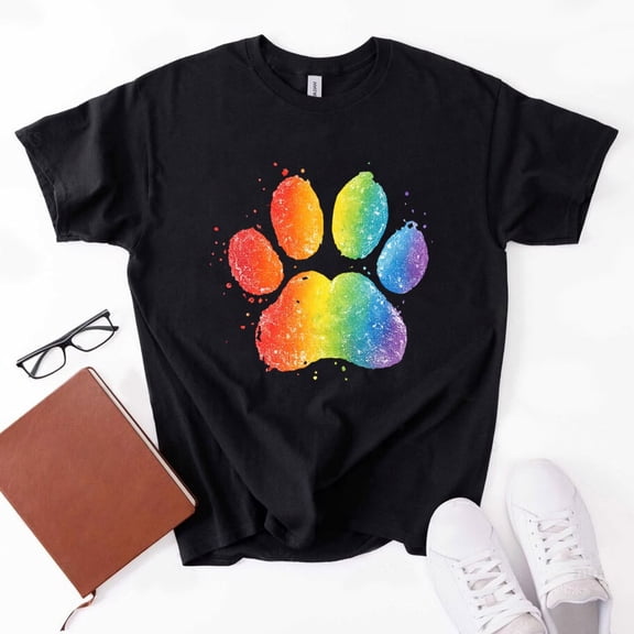 Rainbow Paw Print Dog T-Shirt, Pride Dog Lover Tee, LGBT Pet Shirt, Pride Month Shirt