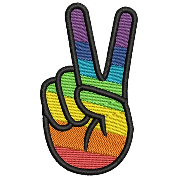 Rainbow Peace Hand Embroidered DIY Iron on or Sew-on Decorative Patch Badge Emblem Appliques Hippie BoHo 70's Peace Series
