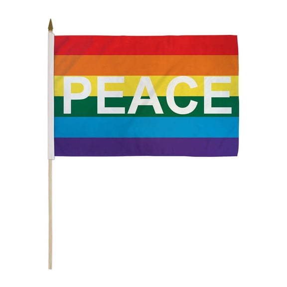 Rainbow Peace Letters 12x18in Stick Flag