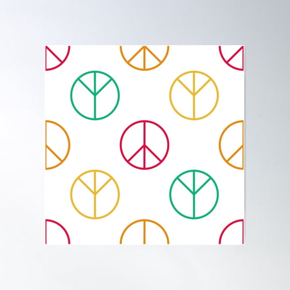 Rainbow Peace Sign 70S Pattern Poster Wall Art, Modern Wall Decor For Living Room Bedroom, 30x30 UNFRAMED