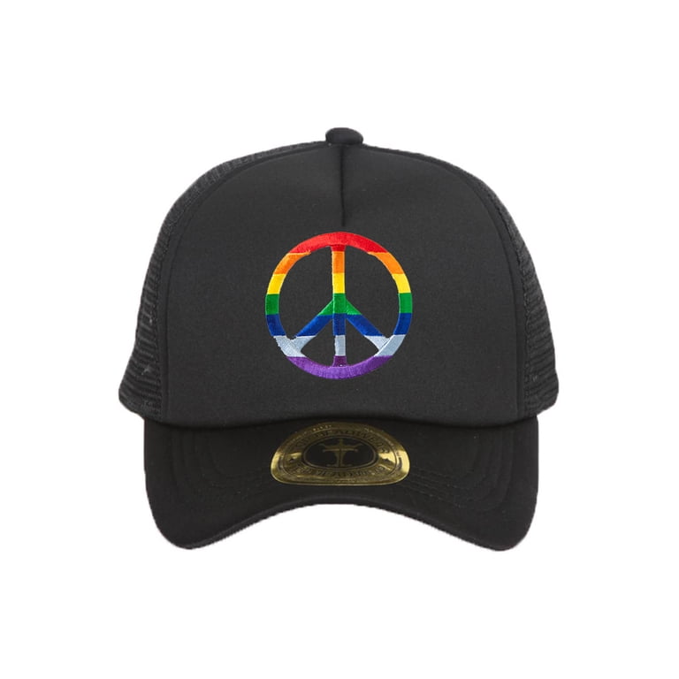 HOLD NEW Black Hat with Multicolored Peace Signs display picture 2