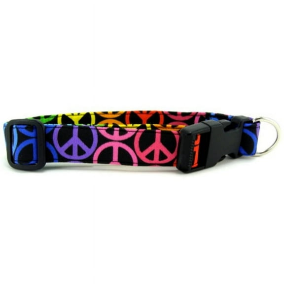 Rainbow Peace Signs Dog Collar - Size - Small
