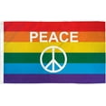 thumbnail image 1 of Rainbow Peace Symbol Flag - Polyester gay pride Banner with Grommets - Fade Resistant - Vivid Colors, 1 of 5