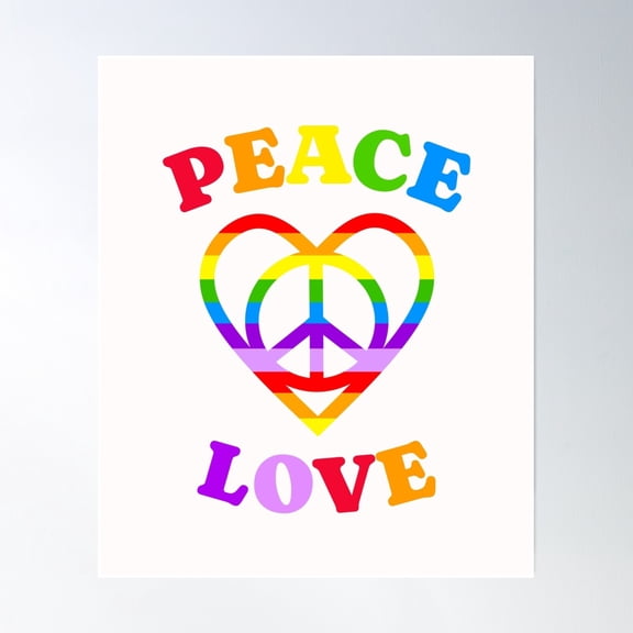 Rainbow Peace Symbol Poster Wall Art, Modern Wall Decor, 12x18 UNFRAMED