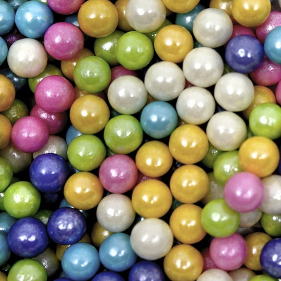 Krazy Sprinkles - Edible Rainbow Pearl 8mm Beads - Refined Cake Decor, 1/2 Cup