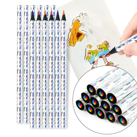 Rainbow Pencils, Drawing Pencils, Coloring Pencils, Sketch Pencils, 7 Color in 1 Wooden Rainbow Colored Pencils, 1Pcs Multicolored Pencils for Adults 6.9 Inch