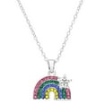 thumbnail image 1 of Rainbow Pendant Necklace Earring Rhinestone Crystal Gold Rhodium Plated 17 Inch Link Chain J0861-R3, 1 of 3