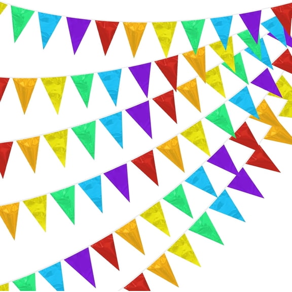 Rainbow Pennant Banner Flags, 19 ft & 120 Pcs Pride Month Decorations Multicolor Bunting String Triangle Flags, Rainbow Theme Party Decorations for Birthday Carnival Graduation Decor