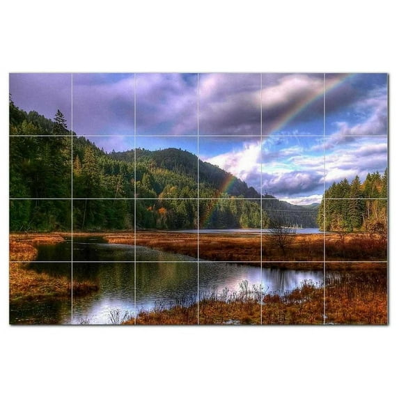 Rainbow Picture Ceramic Tile Mural Kitchen Backsplash Bathroom Shower, 405706-S6