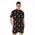thumbnail image 1 of Rainbow Pineapple And Flamingo Short Sleeve Men'S Rompers, Flamingos Lover Casual Summer Jumpsuits Outfit, 1 of 4