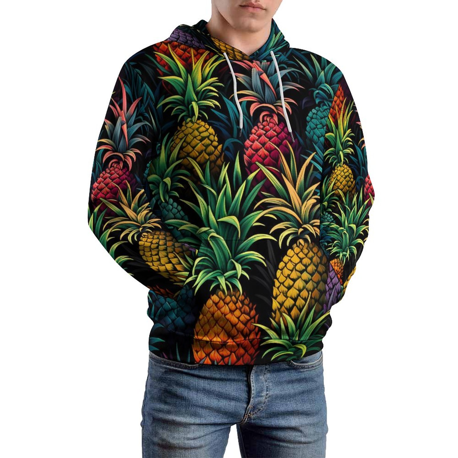 Rainbow Pineapple Men's Tops Novelty Hoodie Long Sleeve Casual Anime
