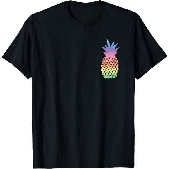 Rainbow Pineapple Pocket Shirt Summer Tropical Fruit Lover T-Shirt