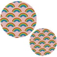 thumbnail image 1 of Rainbow Pink Round Cotton Trivets Pot Holders, Hot Pads Pure Cotton Stylish Coasters for Boho, Farmhouse, Kitchen - 2pcs Home Decor, 1 of 7