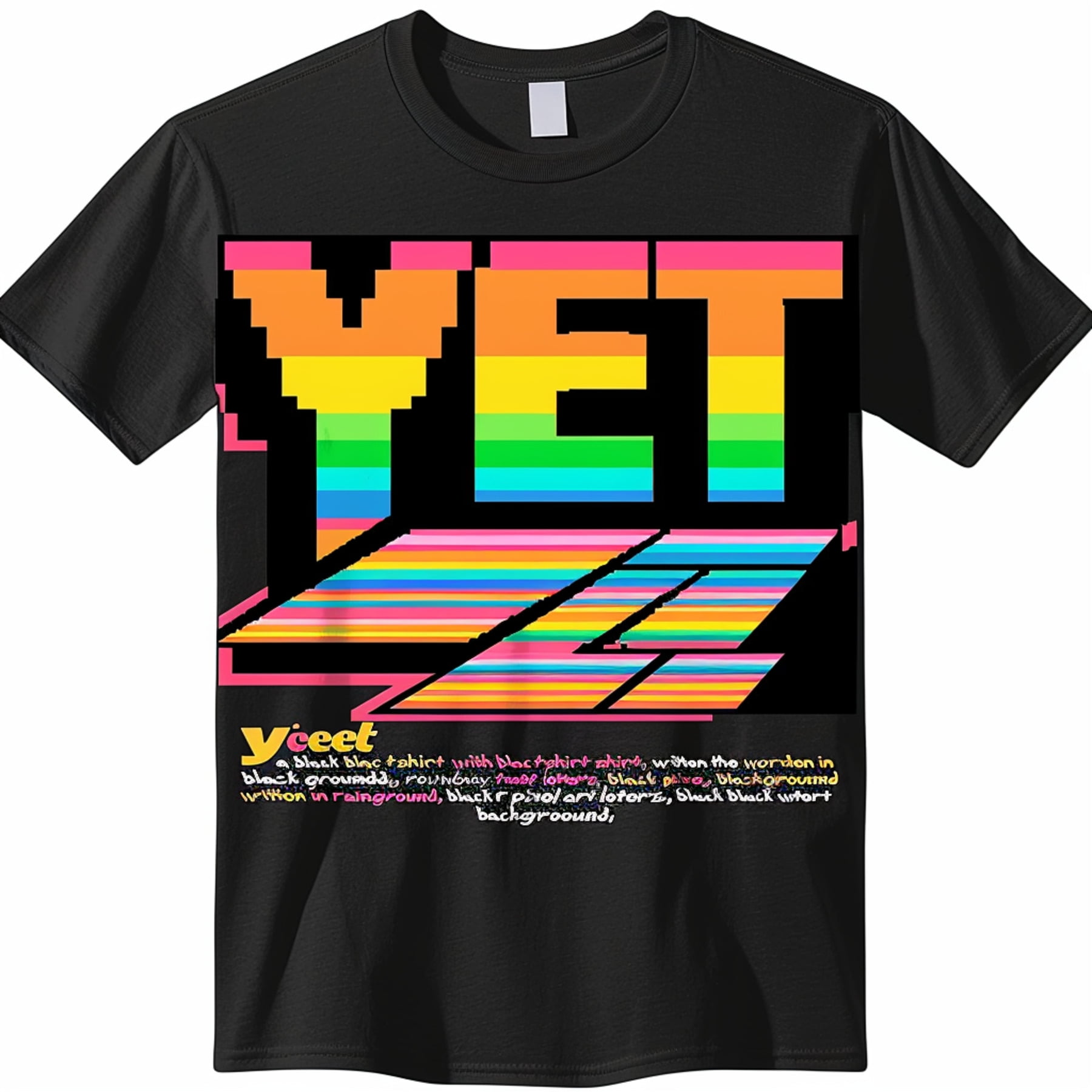 Rainbow Pixel Art 'Yeet' Graphic Black TShirt Fun and Vibrant Design on ...