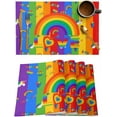 thumbnail image 1 of Rainbow Placemats Set of 6, Washable Woven Burlap Cloth Fabric Placemat for Square/Rectangle/Round/Oval Dining Table, Easy Clean Place Mats for Toddlers, Kids Modern Geometric Ombre Stripes Aesthetics, 1 of 6