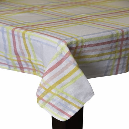 Rainbow Plaid 100% Cotton Tablecloth 60"x84"