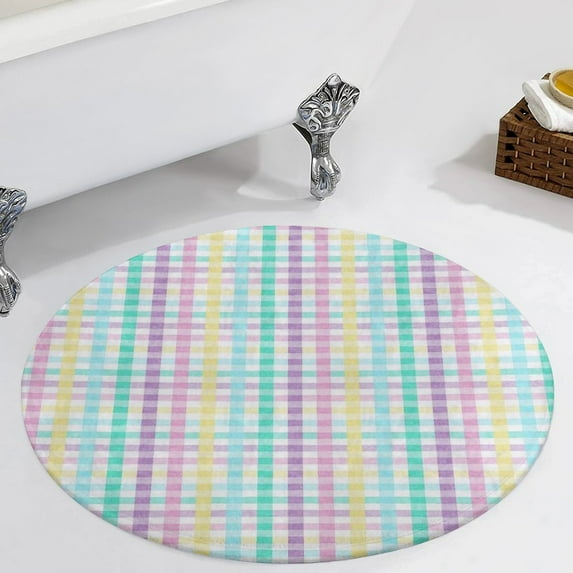 Rainbow Plaid Round Carpet Circle Rug Outdoor Patio Area Rug Washable Large Area Rugs Hallway Room Decor Fitness Mats