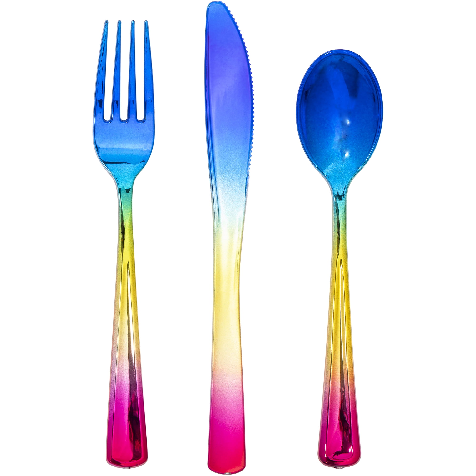 Rainbow Plastic Disposable Cutlery 24 Count New by Way to Celebrate