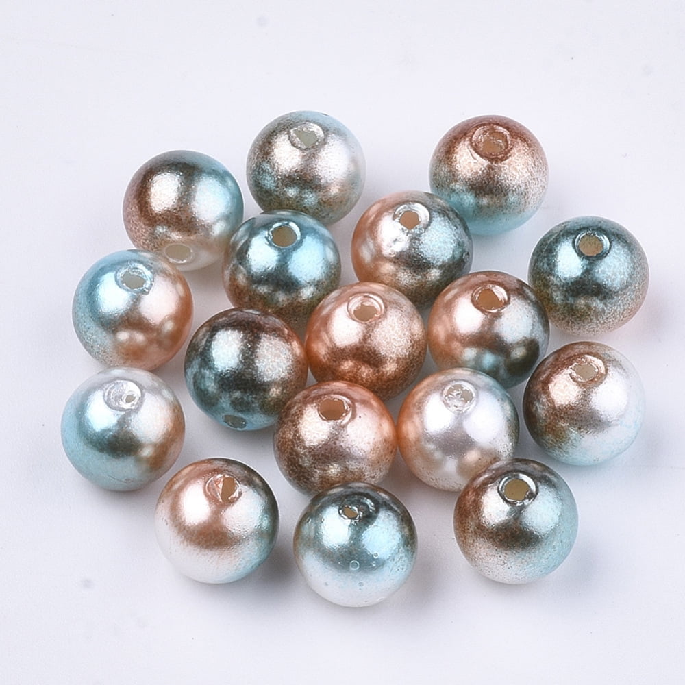 Rainbow Plastic Imitation Pearl Beads Gradient Pearl Beads Round Camel 5.5~6x5~5.5mm Hole: 1.5mm 5000pcs/500g