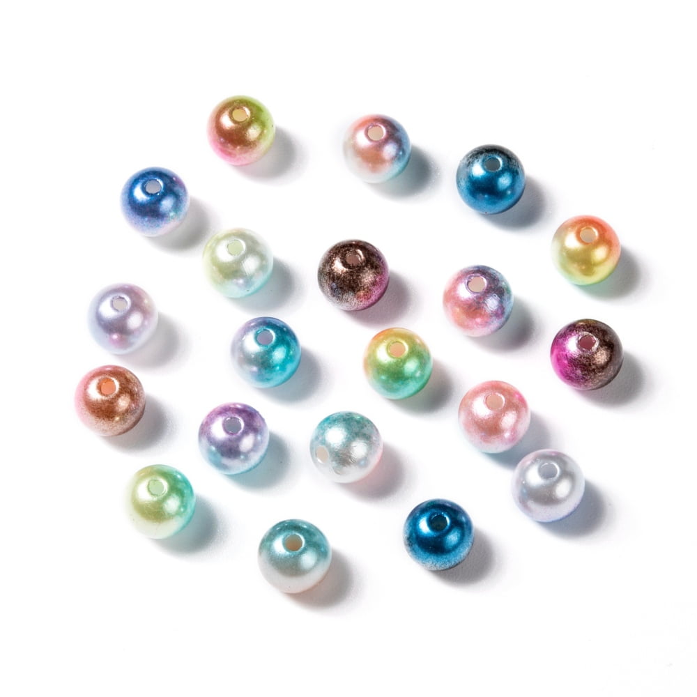 Rainbow Plastic Imitation Pearl Beads Gradient Pearl Beads Round Mixed Color 4x3.5mm Hole: 1.2mm about 18000pcs/500g