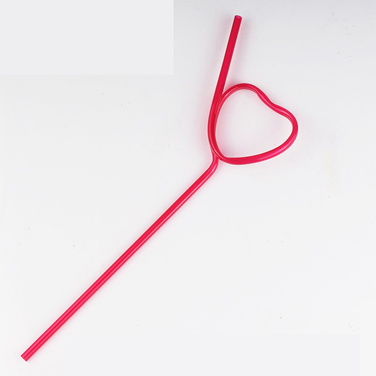 10pcs Love Heart Pink & Red Reusable Plastic Hard Straws For