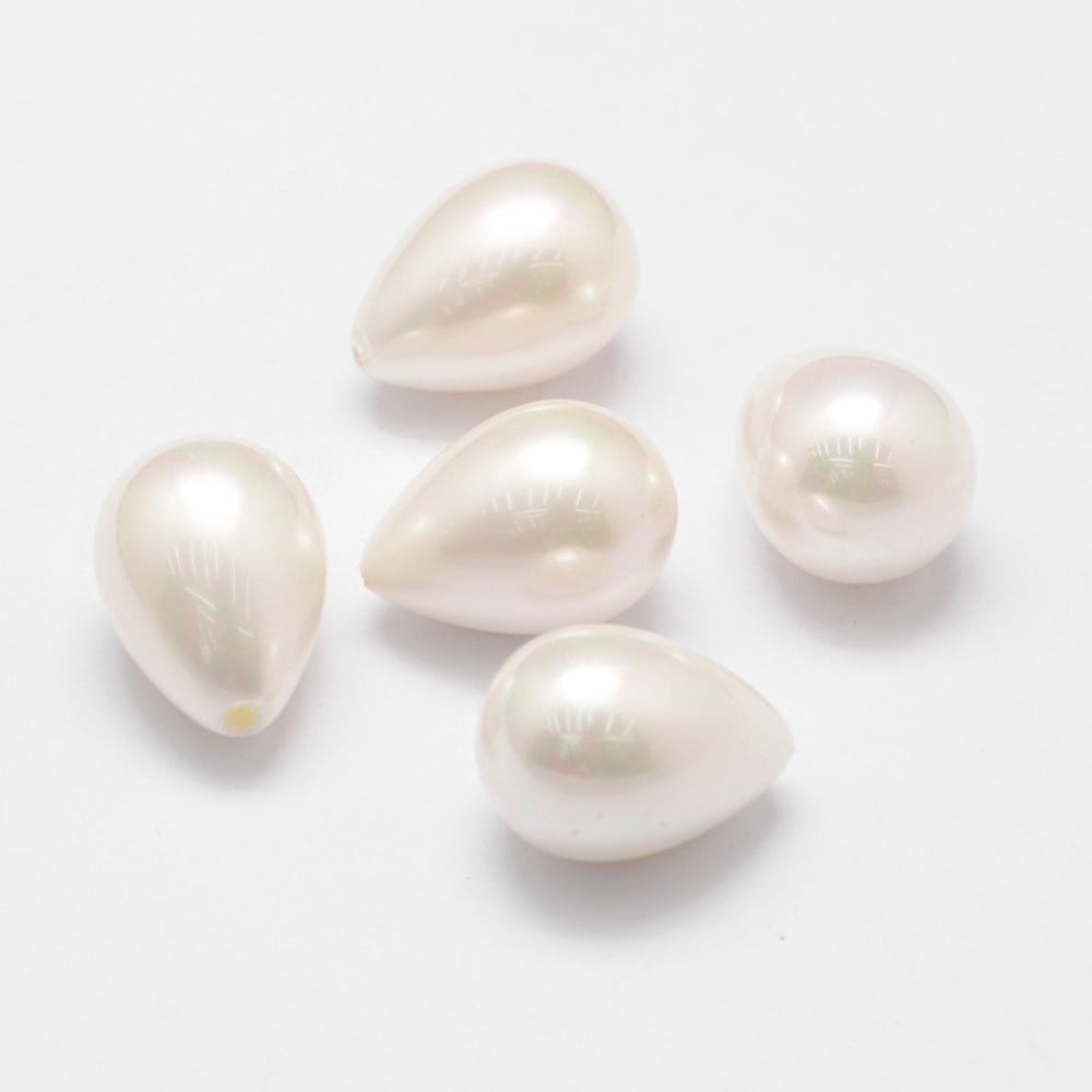 Rainbow Plated Shell Pearl Beads Grade A teardrop Half Drilled 21x15mm Hole: 1.2mm White 21x15mm Hole: 1.2mm