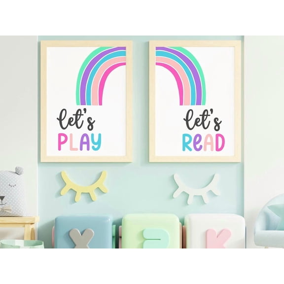 Rainbow Playroom Art Let's Play Let's Read Set 2 Unframed Paper Print 8x12