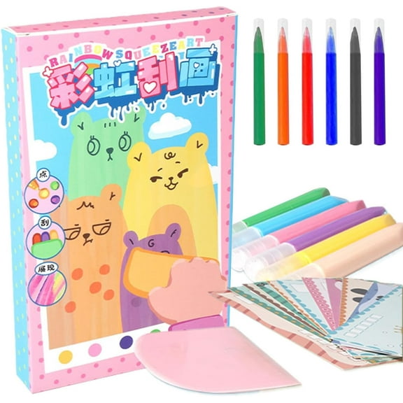 Rainbow Pointillism Scratch, Scratches Painting, Rainbow Dot Scratch Painting, DIYs Rainbow Scratchs Arts, Kid Rainbow Scratches Art, Drawing Postcard Set for Children