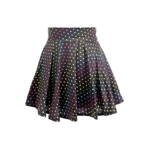 Rainbow Polka Dots Print Stretch Lycra Skirt