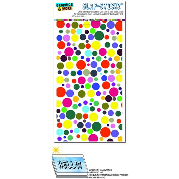 Rainbow Polka Dots White SLAP-STICKZ(TM) Premium Sticker