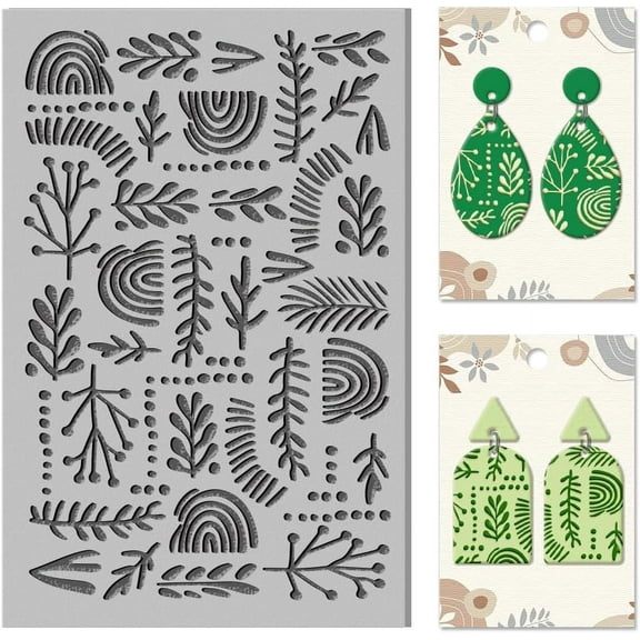 Rainbow Polymer Clay Texture Sheets Clay Texture Leaves Rubber Clay Texture Mat Modeling Pad Texture Sheets for Polymer Clay Making Earrings Jewelry for DIY