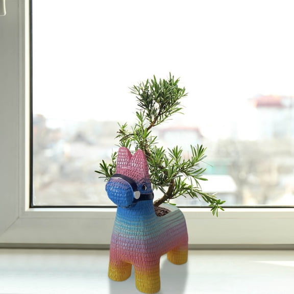 Rainbow Pony Resin Flower Pot, Desktop Decorative Pot, Decorative Ornament for Home Balcony