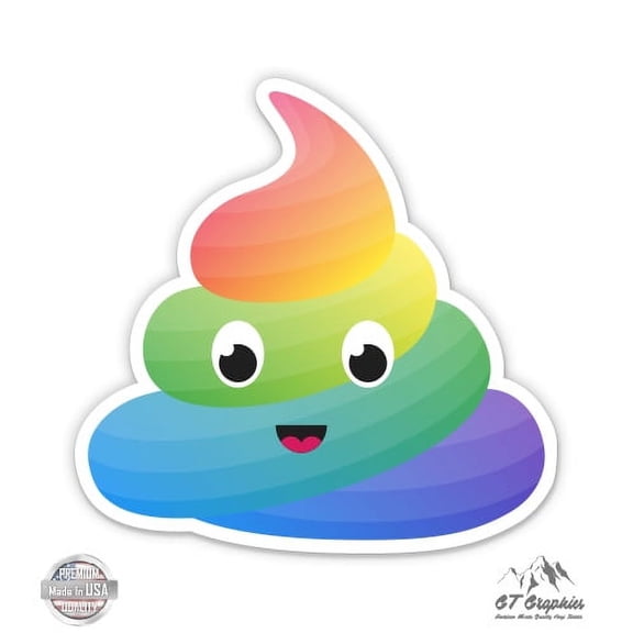 Rainbow Poop Cute - 3" Vinyl Sticker - For Car Laptop I-Pad Phone Helmet Hard Hat - Waterproof Decal