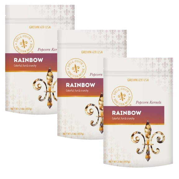 Rainbow Popcorn Kernels Colorful & Tasty Stovetop Popcorn at Hom 6lb Bundle of Three, Dell Cove Spices