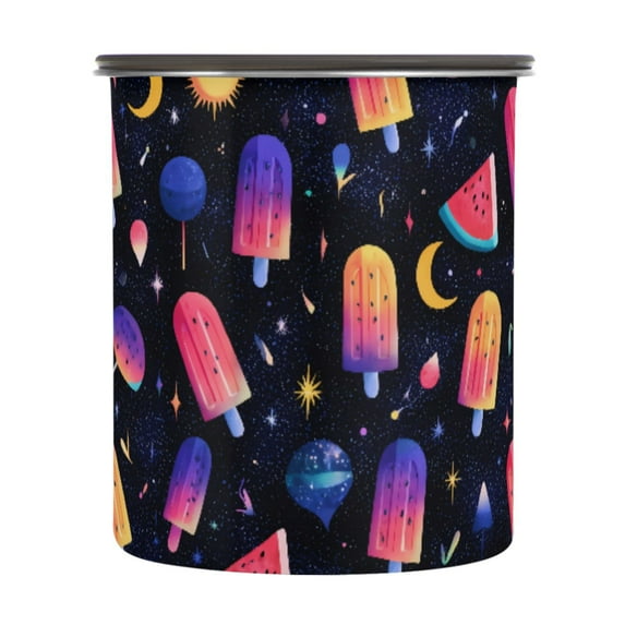 Rainbow Popsicle Watermelon Moon Airtight Coffee Bean Canister 30oz Food Storage Containers with Lids For Gournd, Tea, Sugar, Flour, Rice, Cereal, Candy Cookie Jar