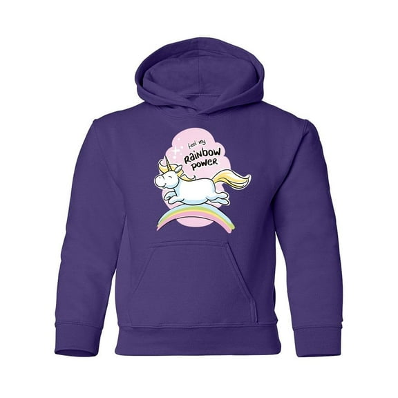 Rainbow Power, Cute Unicorn Hoodie Juniors -Image by Shutterstock,  x-Large