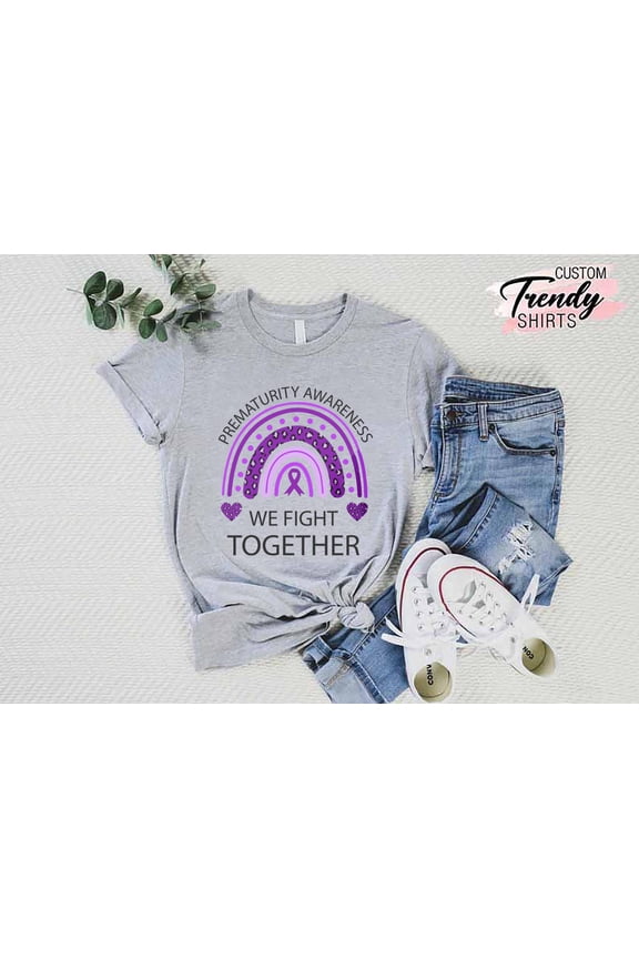Rainbow Prematurity Awareness Shirt, World Prematurity Day Outfit, Preemie Awareness T-Shirt, NICU Staff Tee, March For Babies,Purple Ribbon SWEATSHIRT All Size S-5XL