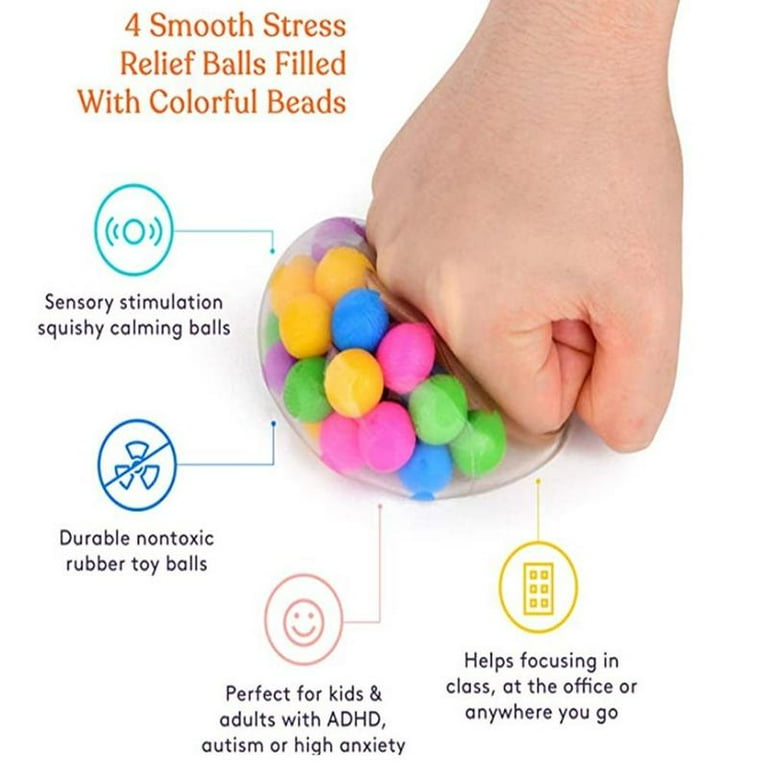 Rainbow Pressure Ball Fidget Sensory Toy DNA Color PU Soft TPR Ball Moon Stress Beads Kids D0Z7