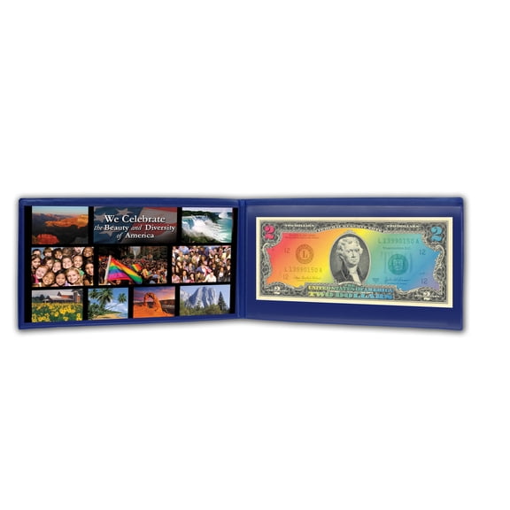 Rainbow Pride $2 Dollar Bill with Commemorative Display Folder