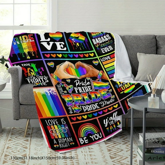 Rainbow Pride Blanket Colorful Soft Comfortable Warm Flannel Throw, LGBT Adult Gift, Blanket for Couch Bed Travel