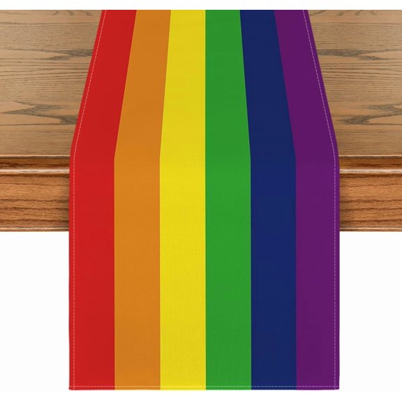 Rainbow Pride Day LGBT Table Runner, Kind Holiday Kitchen Dining Table Decoration for Home Party Decor 13x36 Inch