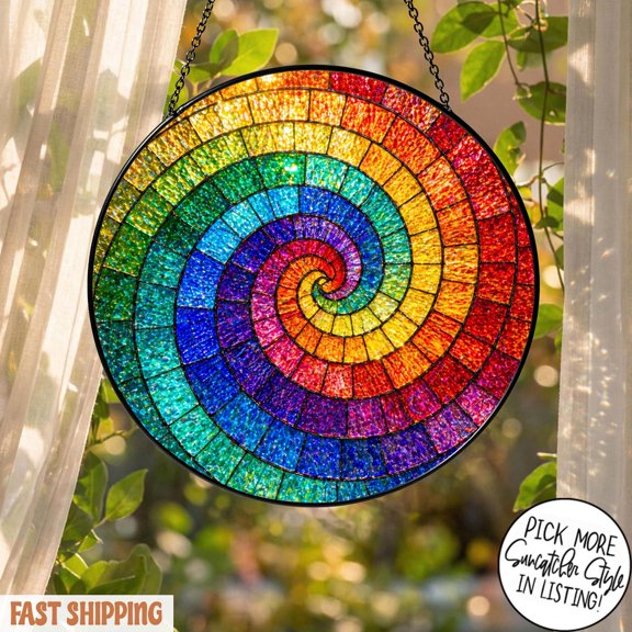 Rainbow Pride Faux Stained Glass Acrylic Suncatcher, Window Hanging Decor, Home Decor Gift
