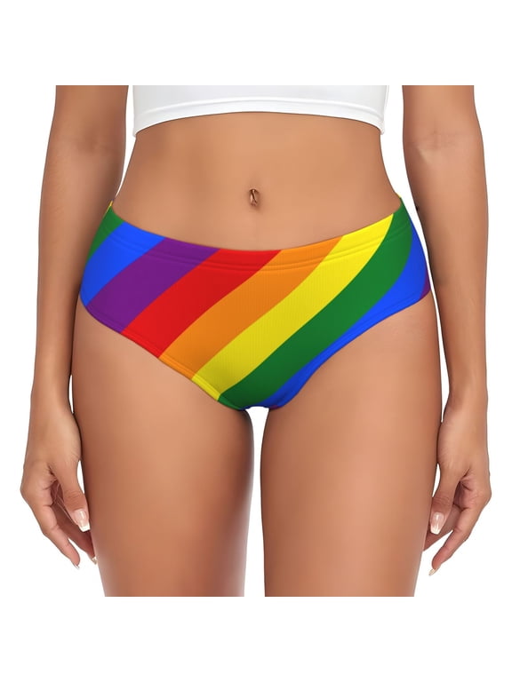 Rainbow Pride Flag Bikini Panties Stretch Cool 3D printed Underwear for Women X-Large